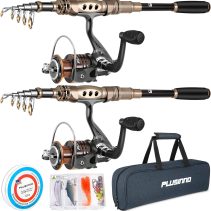 PLUSINNO Fishing Rod and Reel Combos Carbon Fiber Telescopic Fishing Pole with Reel Combo Sea Saltwater Freshwater Kit Fishing Rod Kit
