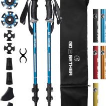 Trekking Hiking Poles Aluminum Hiking Walking Sticks with Quick Adjustable Locks - Comfort Handle - Padded Strap - Snow Baskets Attached-Suitable for Hiking, Walking